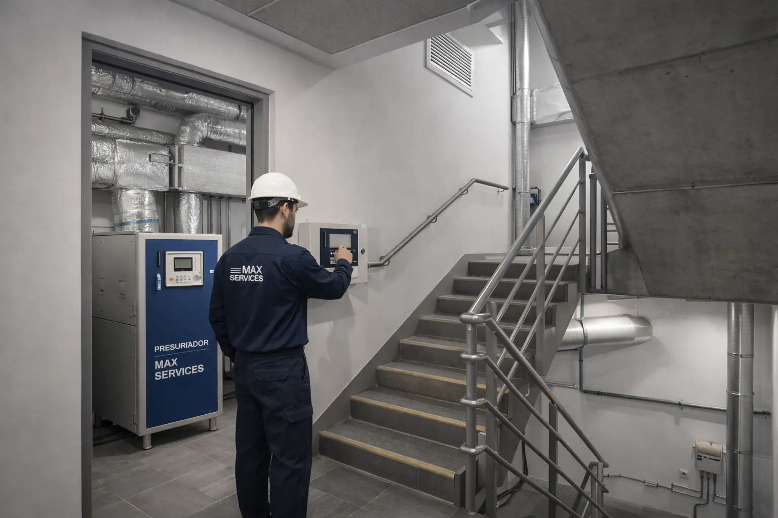 Presurización y ventilación – Edificios residenciales y comunidades — proyecto HVAC ejecutado por MAX SERVICES SPA.